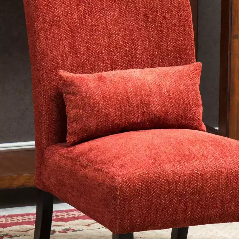 Poltrona moderna in tessuto ciniglia senza braccioli con cuscino, gambe in legno massello, sedia profonda per soggiorno, camera da letto o ufficio