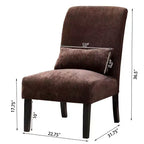 Poltrona moderna in tessuto ciniglia senza braccioli con cuscino, gambe in legno massello, sedia profonda per soggiorno, camera da letto o ufficio