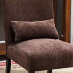 Poltrona moderna in tessuto ciniglia senza braccioli con cuscino, gambe in legno massello, sedia profonda per soggiorno, camera da letto o ufficio