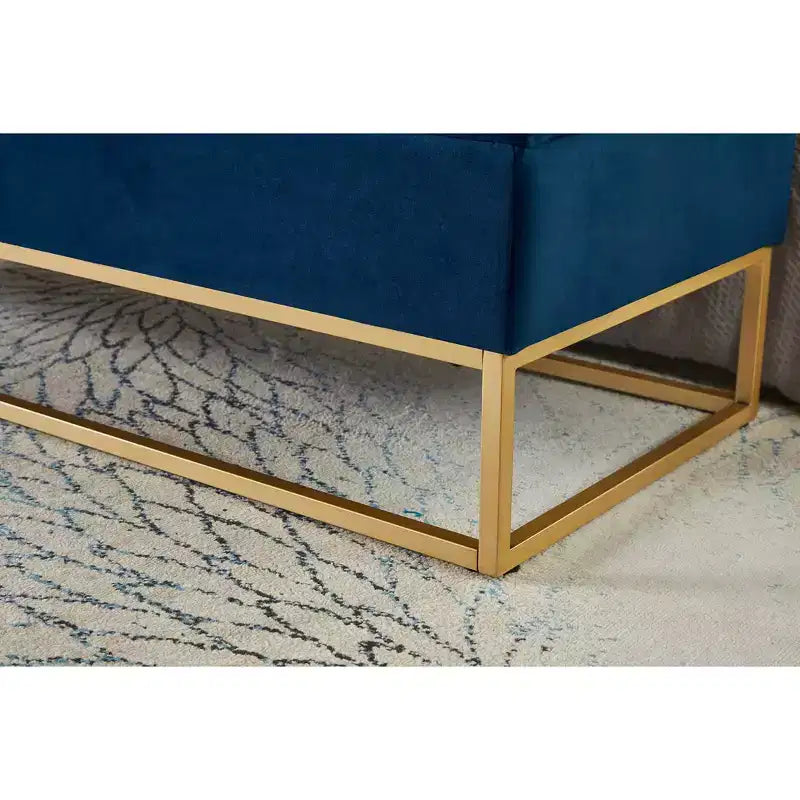58.6 Panca contenitore, Panca imbottita con base in metallo per camera da letto, soggiorno, corridoio, blu