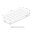58.6 Panca contenitore, Panca imbottita con base in metallo per camera da letto, soggiorno, corridoio, blu