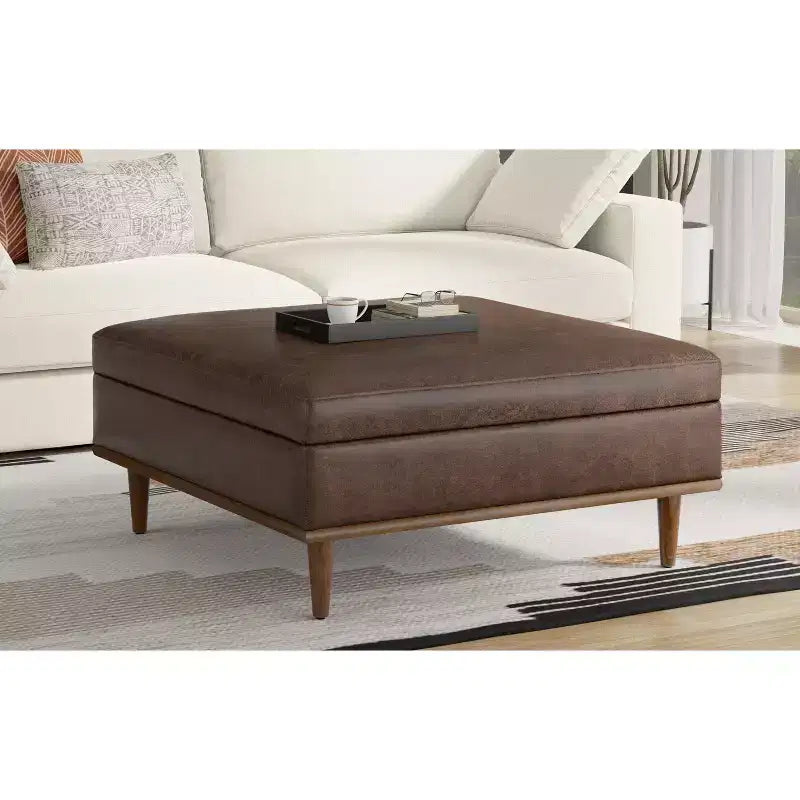 Tavolino/Pouf quadrato contemporaneo di transizione Pearl larghezza 38 pollici