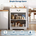 Credenza rustica - Mobile dispensa per cucina con 2 ante, cassetto e ripiano regolabile, credenza bianca per cucina, soggiorno