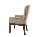 Sedia da pranzo Landon Arm Salvage Brown: Rivestimento in lino, Bordatura con borchie, Struttura in legno
