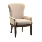 Sedia da pranzo Landon Arm Salvage Brown: Rivestimento in lino, Bordatura con borchie, Struttura in legno