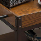 Carrello da Cucina Austin Industriale in Metallo/Legno 3 Ripiani Portabottiglie e Portabicchieri Contenitore su Ruote