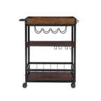 Carrello da Cucina Austin Industriale in Metallo/Legno 3 Ripiani Portabottiglie e Portabicchieri Contenitore su Ruote