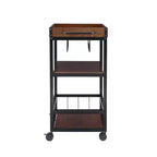Carrello da Cucina Austin Industriale in Metallo/Legno 3 Ripiani Portabottiglie e Portabicchieri Contenitore su Ruote