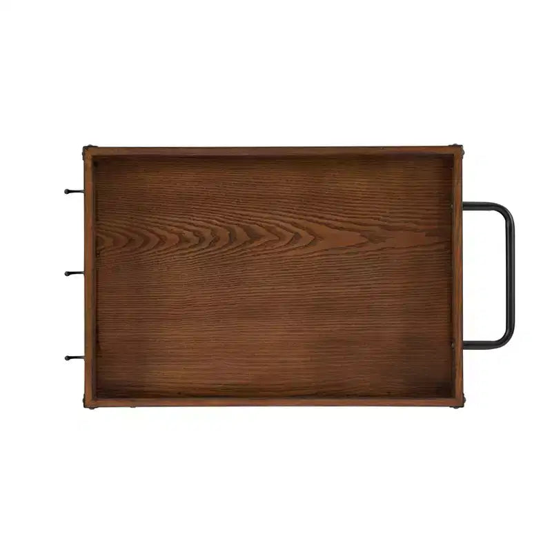 Carrello da Cucina Austin Industriale in Metallo/Legno 3 Ripiani Portabottiglie e Portabicchieri Contenitore su Ruote