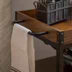 Carrello da Cucina Austin Industriale in Metallo/Legno 3 Ripiani Portabottiglie e Portabicchieri Contenitore su Ruote