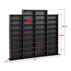 Grant Scaffale Multimediale Nero: Contiene 1520 CD, 702 DVD, 34 Ripiani Regolabili, Legno Composito