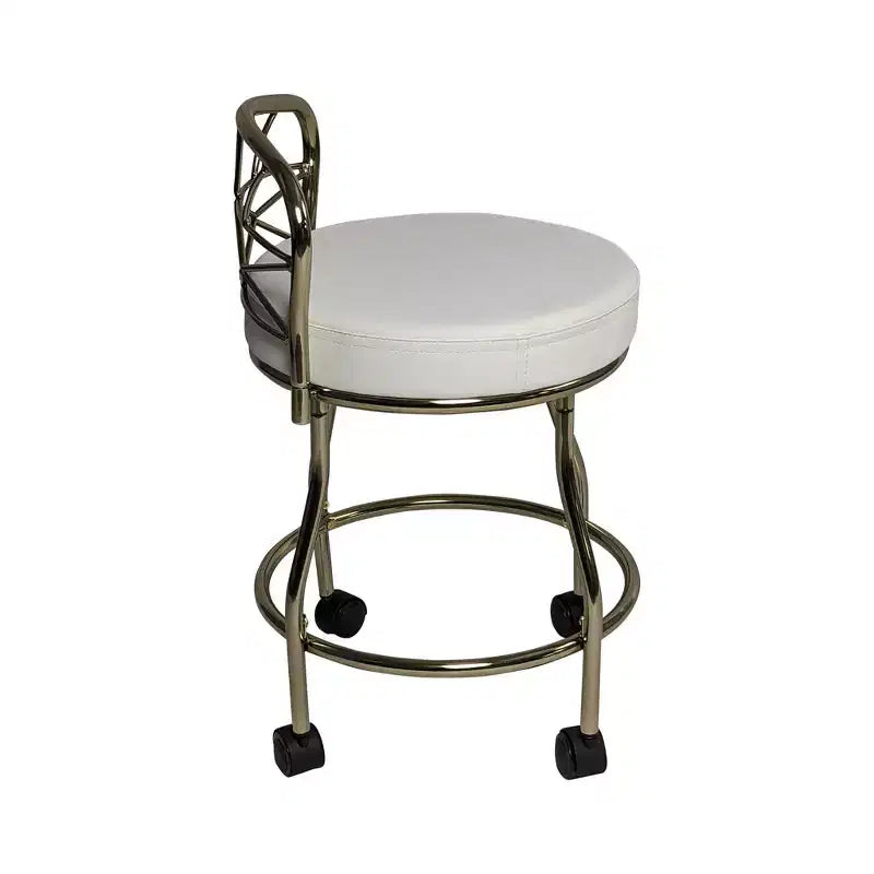 Diana X Sgabello da bagno con rotelle oro: elegante similpelle, struttura in metallo, forma rotonda