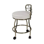 Diana X Sgabello da bagno con rotelle oro: elegante similpelle, struttura in metallo, forma rotonda