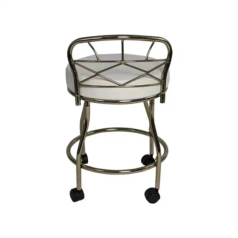 Diana X Sgabello da bagno con rotelle oro: elegante similpelle, struttura in metallo, forma rotonda