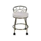 Diana X Sgabello da bagno con rotelle oro: elegante similpelle, struttura in metallo, forma rotonda
