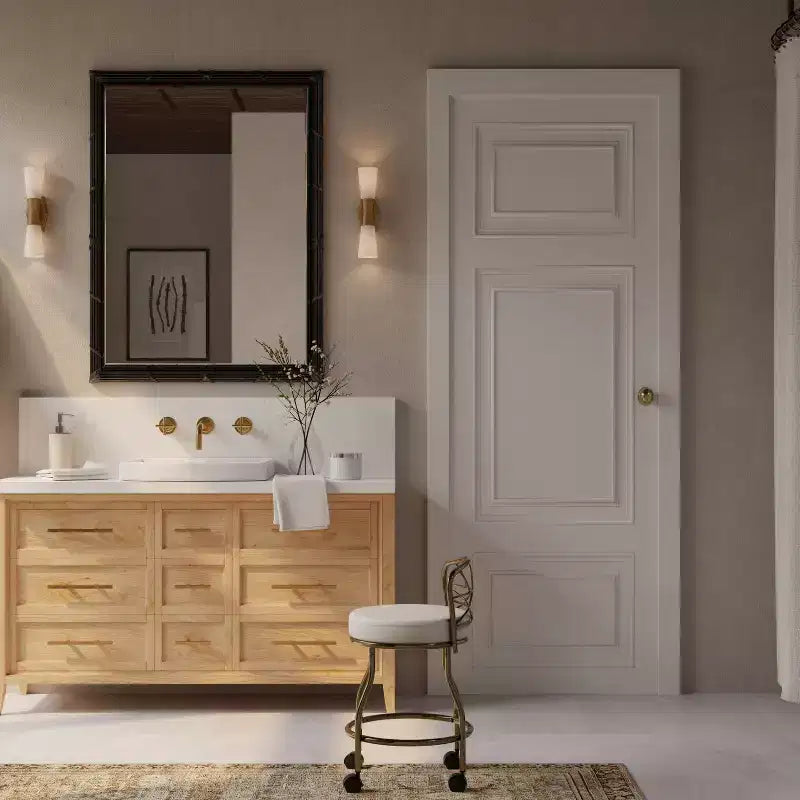 Diana X Sgabello da bagno con rotelle oro: elegante similpelle, struttura in metallo, forma rotonda