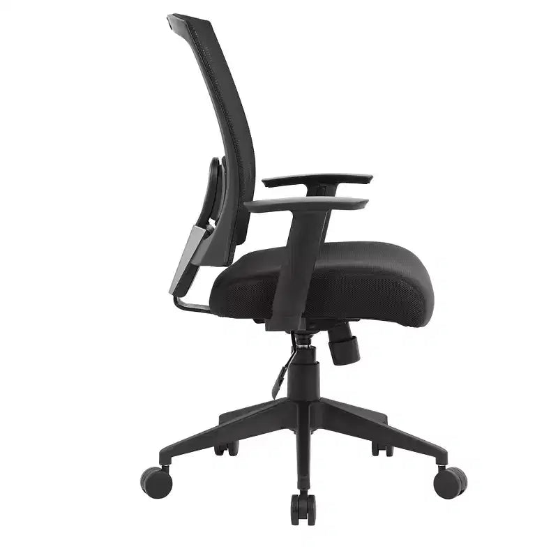 Sedia da Lavoro con Schienale in Rete Nera: Ergonomica, Braccioli Regolabili, Girevole, Gambe in Nylon