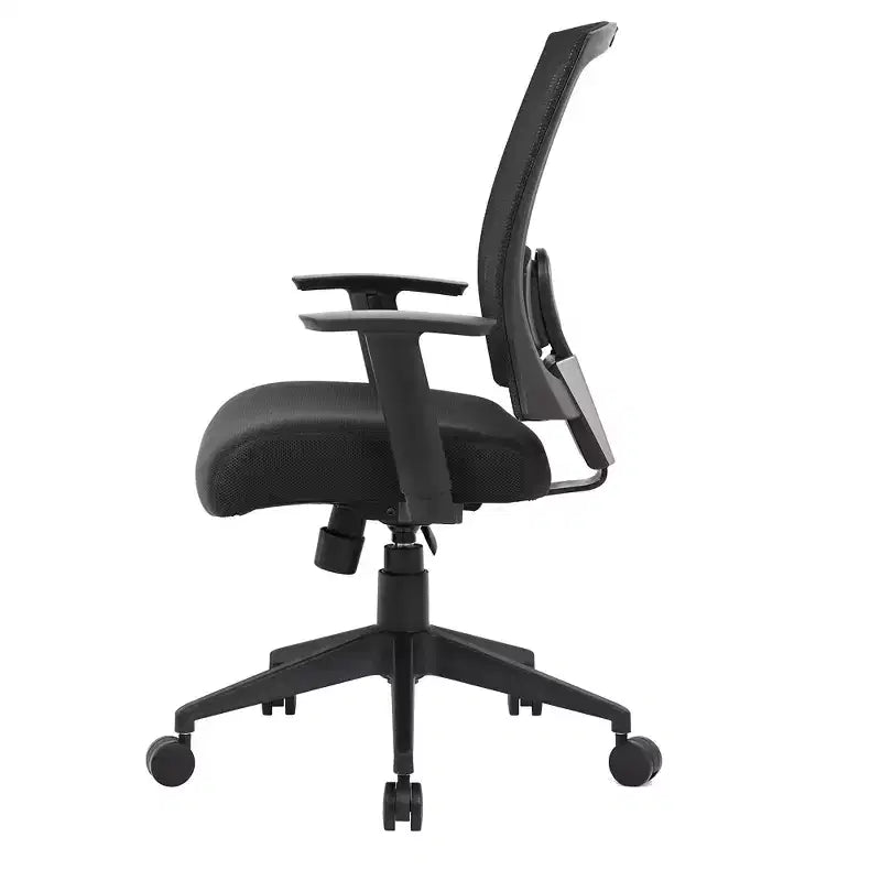 Sedia da Lavoro con Schienale in Rete Nera: Ergonomica, Braccioli Regolabili, Girevole, Gambe in Nylon