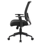 Sedia da Lavoro con Schienale in Rete Nera: Ergonomica, Braccioli Regolabili, Girevole, Gambe in Nylon