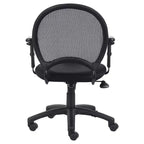 Sedia in rete con braccioli regolabili nera: ergonomica girevole, base in nylon, portata 125 kg