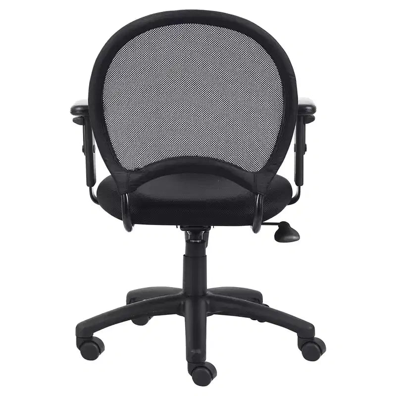 Sedia in rete con braccioli regolabili nera: ergonomica girevole, base in nylon, portata 125 kg