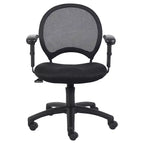 Sedia in rete con braccioli regolabili nera: ergonomica girevole, base in nylon, portata 125 kg