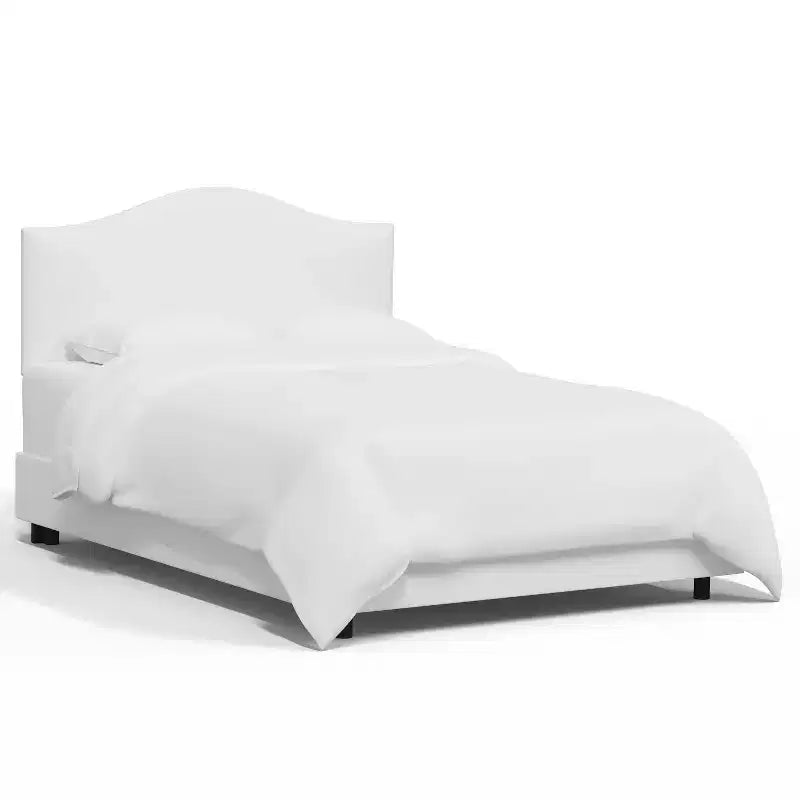 Letto curvo imbottito su misura Queen, bianco sporco