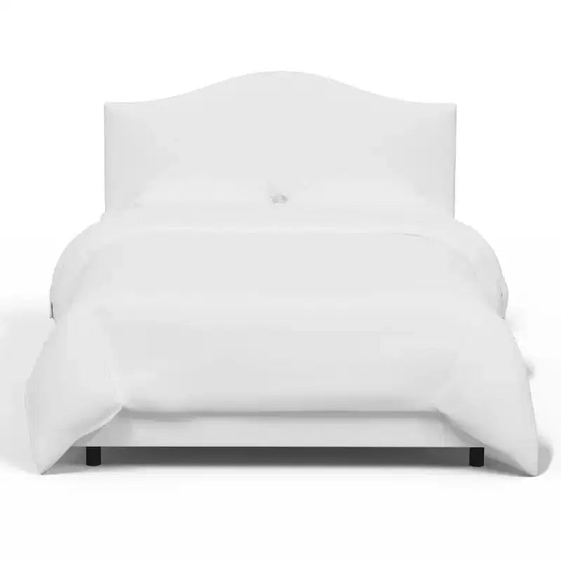 Letto curvo imbottito su misura Queen, bianco sporco