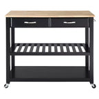 Carrello/Isola da Cucina con Piano in Legno Naturale e Porta Sgabelli Opzionale