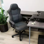 Sedia da ufficio regolabile in similpelle a schienale alto grigio antracite
