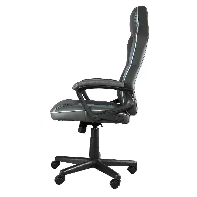 Sedia da ufficio regolabile in similpelle a schienale alto grigio antracite