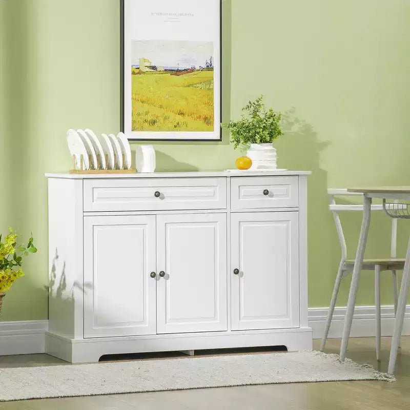 Mobile buffet credenza, mobile moderno da cucina con 2 cassetti e ripiani regolabili, mobile per angolo caffè per soggiorno