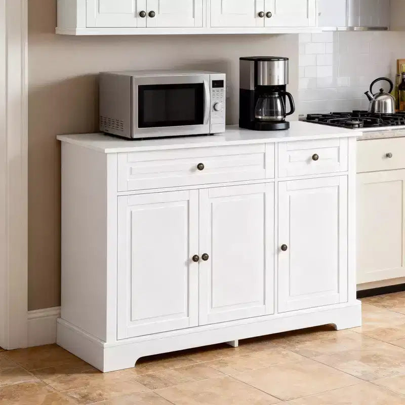 Mobile buffet credenza, mobile moderno da cucina con 2 cassetti e ripiani regolabili, mobile per angolo caffè per soggiorno