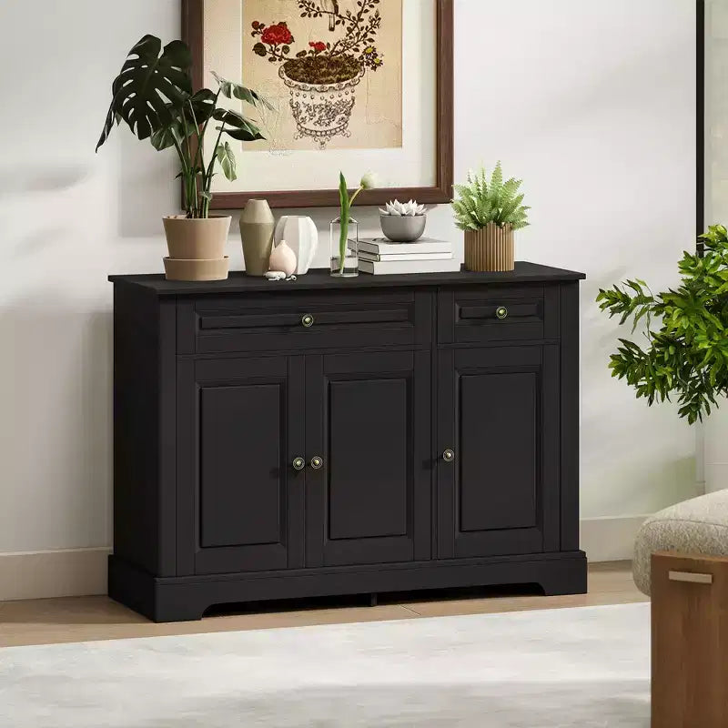 Mobile buffet credenza, mobile moderno da cucina con 2 cassetti e ripiani regolabili, mobile per angolo caffè per soggiorno