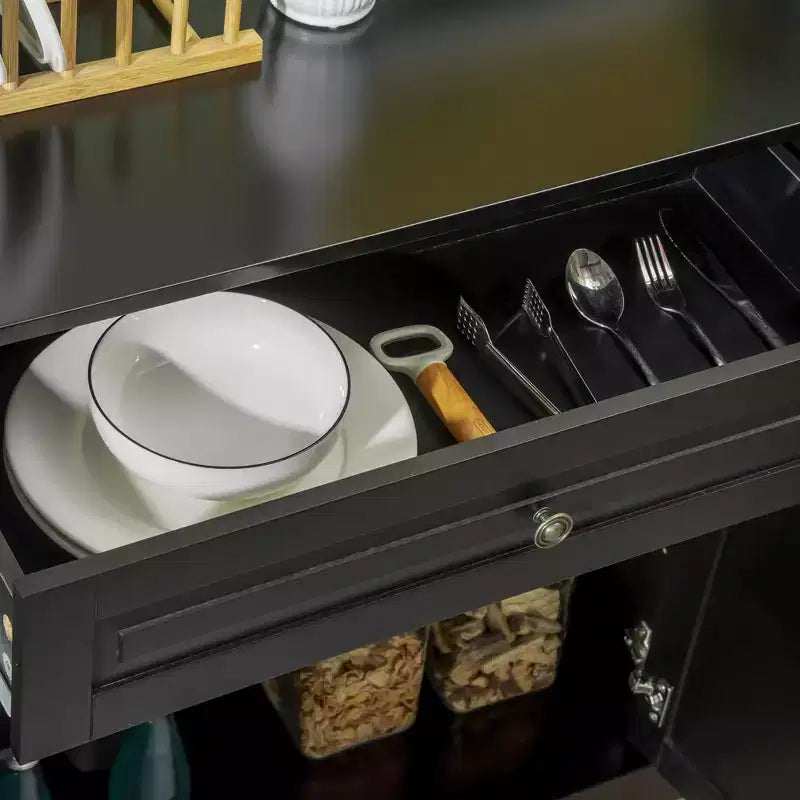 Mobile buffet credenza, mobile moderno da cucina con 2 cassetti e ripiani regolabili, mobile per angolo caffè per soggiorno