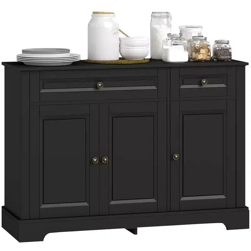HOMCOM Sideboard Buffet Cabinet, Modern Kitchen Cabinet with 2 Drawers and Adjustable Shelves, Coffee Bar Cabinet for Living Room
